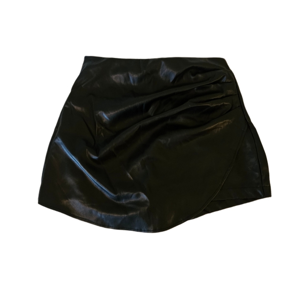 Ci Sono Faux Leather Mini Skirt Black Large